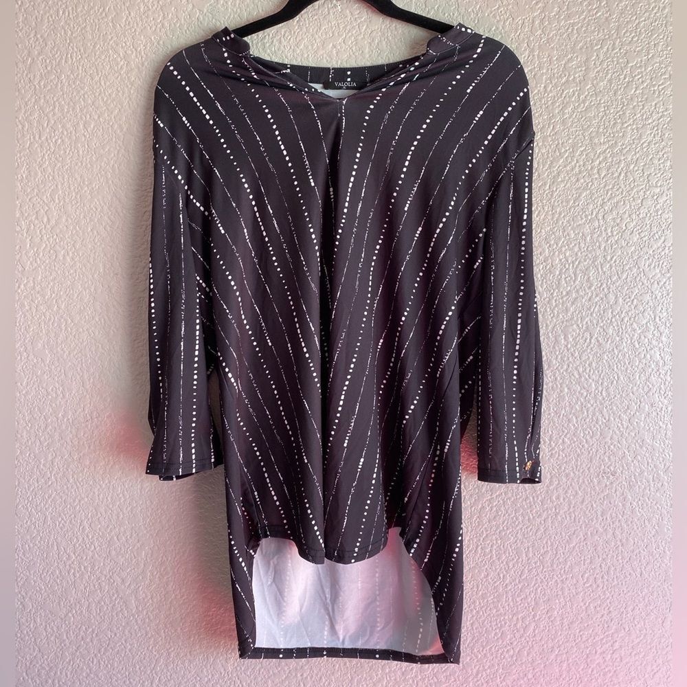 Valolia Black White Stripe Dot Tunic Top Women’s XL